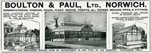 Verandas: Advert for Boulton & Paul, Ltd, conservatories 1904
