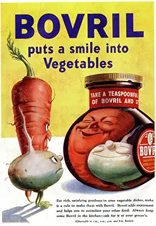 Housekeeping: Advert for Bovril with vegetables, WW2