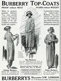 Weatherproof: Advert for Burberry top coats 1914