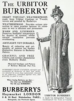 Raincoats: Advert for Burberry smart topcoat 1913