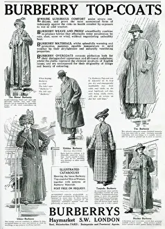 Raincoats: Advert for Burberry smart topcoat 1913