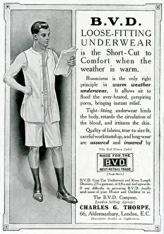Immensely: Advert for BVD underwear for men 1914