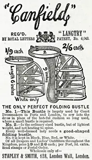 Bustles: Advert for Canfields folding bustles 1889