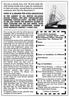 Feb23: Advertisement of Captain Scott schooner sailing expedition