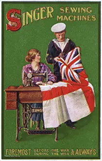 Duster: Advertising card for Singer Sewing Machines