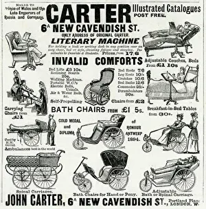 Propelling: Advert for Carter wounded or invalid chairs 1896
