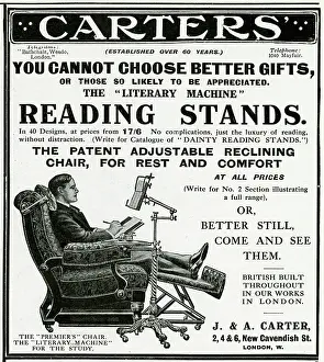 Carters: Advert for Carters reading stands 1913