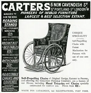 Speciality: Advert for Carters, self propelling wheelchair 1906