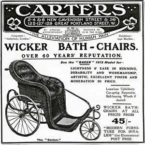 Carters: Advert for Carters wicker bath-chair 1912
