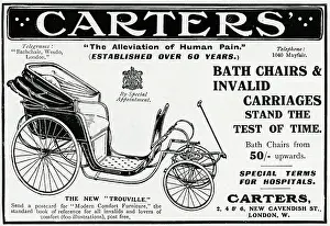 Wheelchair: Advert for Carters wounded or invalid wheelchair 1915