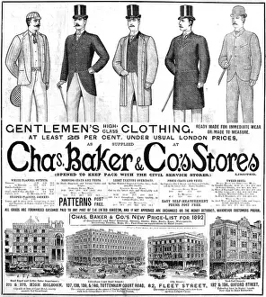 Gentlemens: Advert for Chas Baker and Co.Stores 1892