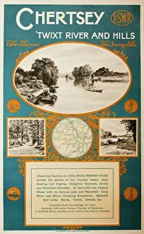 Chertsey: Advertisement for Chertsey, Surrey, by rail