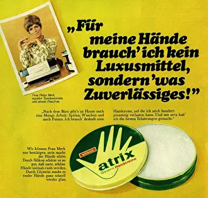 Glycerin: advertising, cosmetics, atrix hand cream, advertisement
