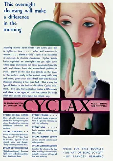 Cleanser: Advert for Cyclax cleansing lotion 1931