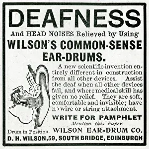 Deaf: Advert for D. H Wilson's deafness 1902
