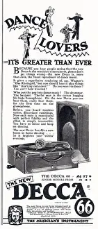 Portable: Advert for Decca - home portable record player 1927