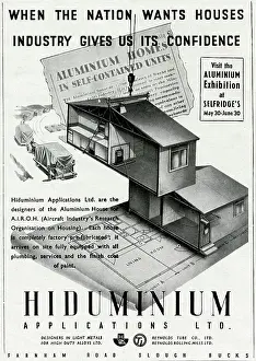 Prefab: Advert for the development of Hiduminium houses 1945