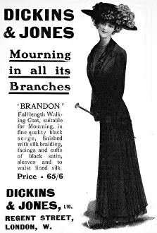 Advert for Dickins & Jones, mourning clothes 1910