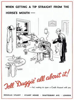 Slogan: Advert for Douglas Stuart - Tell Duggie all about it! 1936