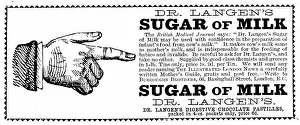 Langen: An advertisement for Dr. Langen's sugar of milk