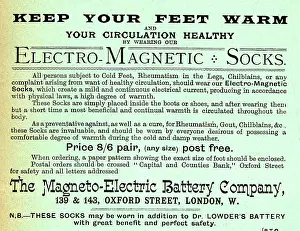 Socks: Advert, Dr Lowder's Electro-Magnetic Socks
