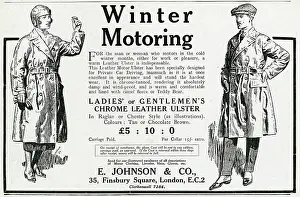 Chrome: Advert for E. Johnson chrome leather ulster 1923