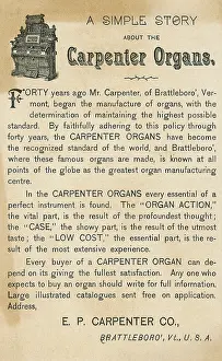 Competitive: Advert for E P Carpenter Company, Brattleboro, Vermont, USA