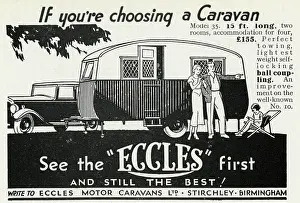 Holidaying: Advert for Eccles caravans 1933