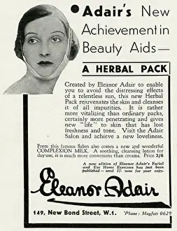 Adair: Advert for Eleanor Adair, herbal pack 1934