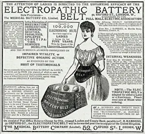 Electropathic: Advert for Electropathic Battery Belt 1885