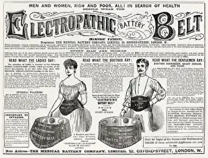 Claims: Advert for Electropathic Battery Belt 1886