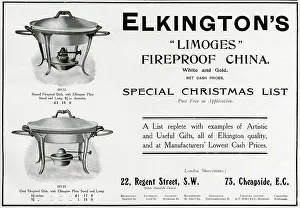 Hotplate: Advert for Elkington's fireproof dish 1909