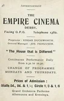 Mondays: Advertisement for the Empire Cinema, Derby