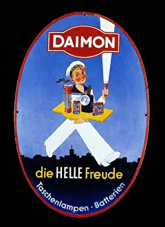 Flashlight: advertising, energy, Daimon, flashlight and batteries