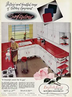 Cupboards: Advert for English Rose Softglow kitchen 1952