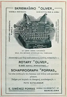 Esperanto: Advertisement in Esperanto on writing machines