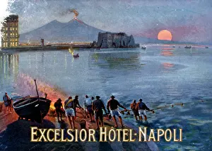 Napoli: Advertisement for Excelsior Hotel, Naples, Italy