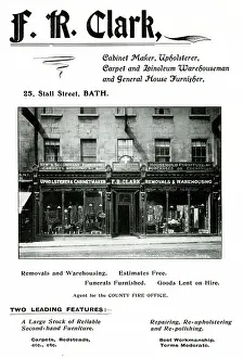 Stall: Advert for F. R. Clark, Cabinet Maker, Bath