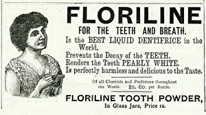 Dentition: Advert for Floriline liquid for teeth and breath 1897