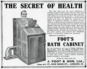Influenza: Advert for Foot's Bath Cabinet 1924