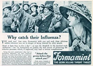 Influenza: Advert for Formamint, the Germ Killing Throat Tablet - 1918