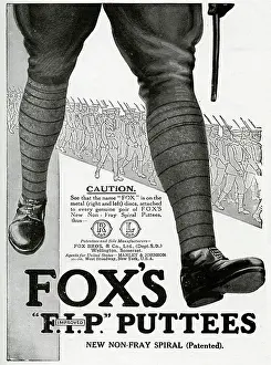 Puttees: Advert for Fox's puttees stockings 1916