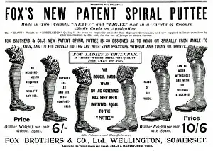 Puttees: Advert for Fox's spiral puttees 1899