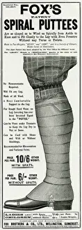 Puttees: Advert for Fox's spiral puttees 1902