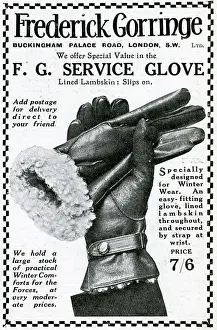 Lambskin: Advert for Frederick Gorringe service gloves 1915