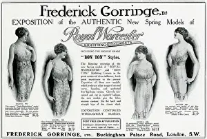 Elastic: Advert for Frederick Gorringe women's corsets 1914