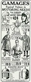 Muffs: Advert for Gamages motoring needs 1926