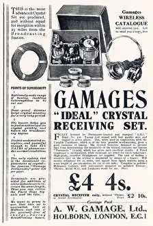 Gamages: Advert for Gamages, Wireless Reciver Set 1923