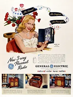 Phonograph: Advertisement for General Electric three-way personal radio