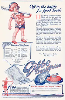 Coupons: Advert for Gibbs Dentifrice Toothpaste 1922
